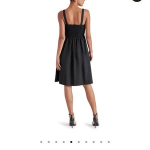New XS Steve Madden Black Smocked-Back Midi Dress with Straps with tags